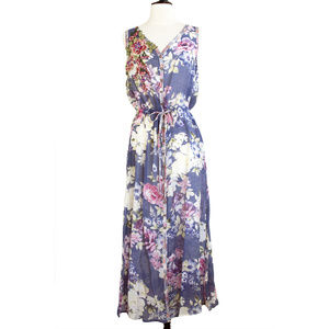 ARATTA Blue Floral Cinched Waist Maxi Dress